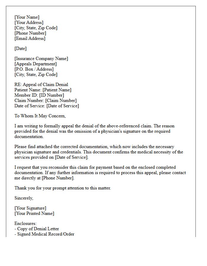 Appeal Letter for Omitted Physician Signature Denial