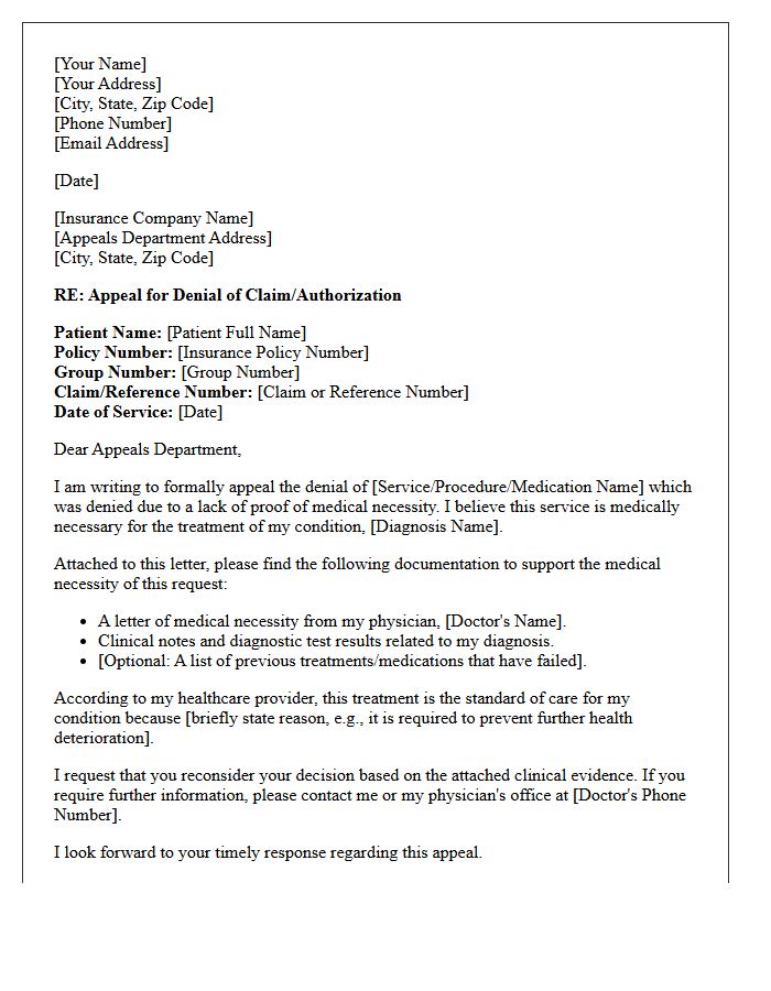 Appeal Letter for Missing Proof of Medical Necessity