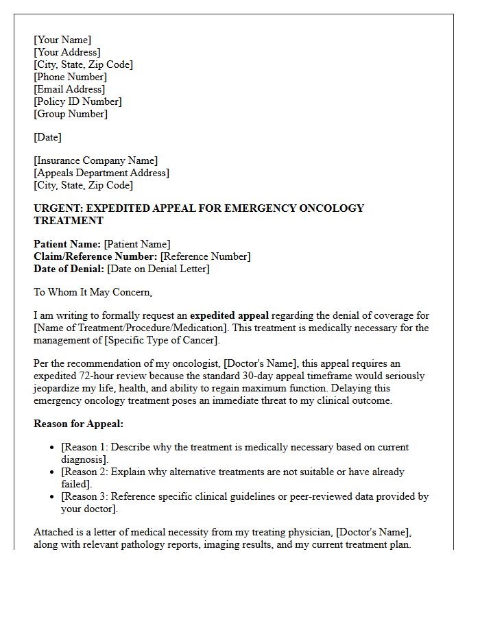 Expedited Appeal Letter for Emergency Oncology Treatment