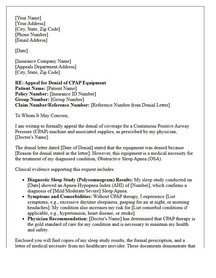 Medical Necessity Appeal Letter for CPAP Machine Equipment
