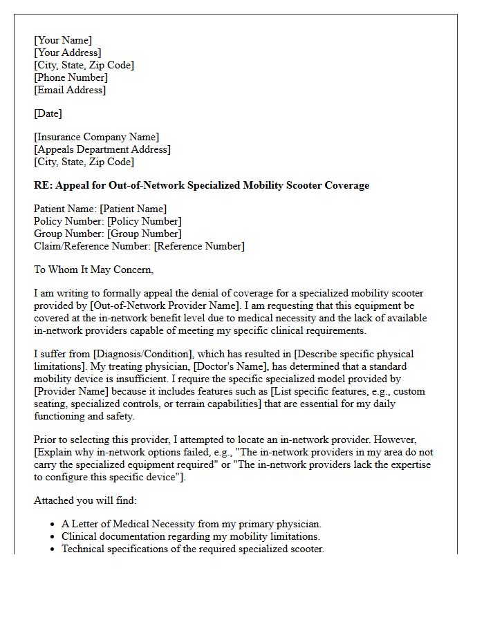 Out of Network Provider Appeal Letter for Specialized Mobility Scooter
