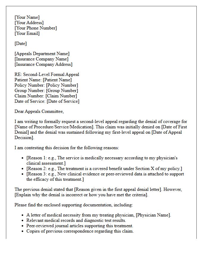 Sustained Claim Denial Second-Level Appeal Letter
