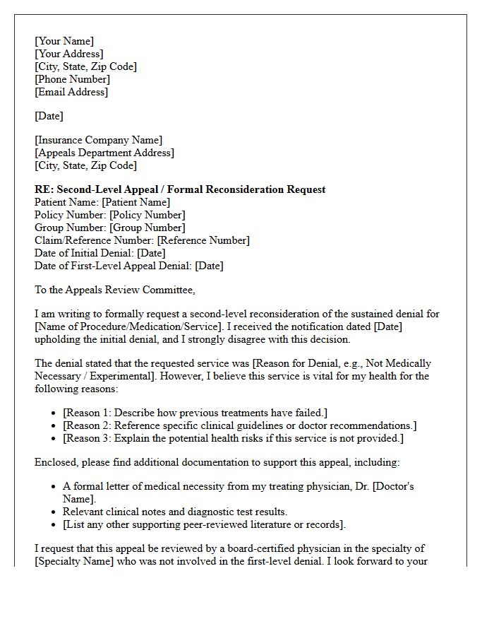 Sustained Medical Denial Second-Level Reconsideration Letter