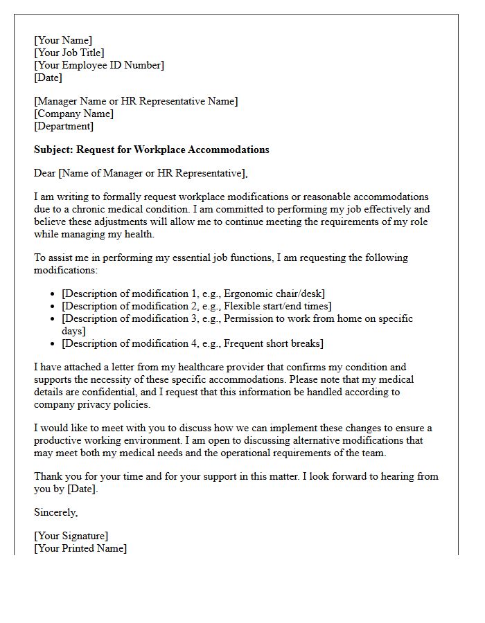 Chronic Condition Workplace Modification Letter