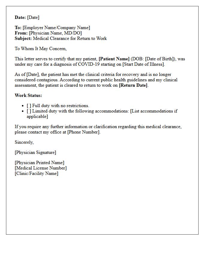 Physician Certified Post-COVID-19 Return to Work Letter