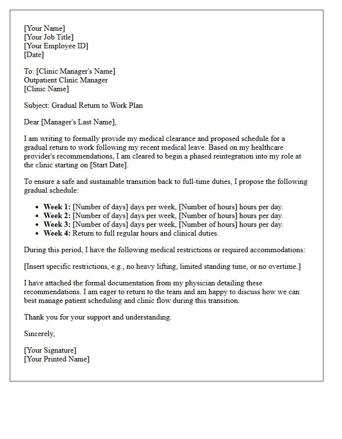 Outpatient Clinic Manager Gradual Return to Work Letter