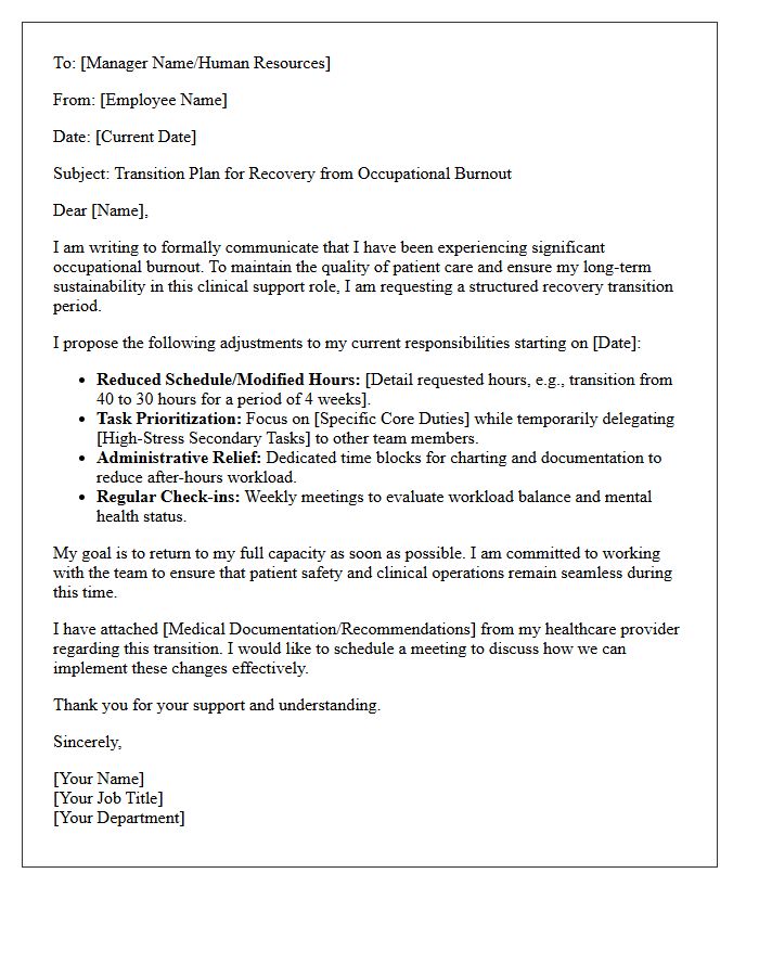 Clinical Support Staff Burnout Recovery Transition Letter