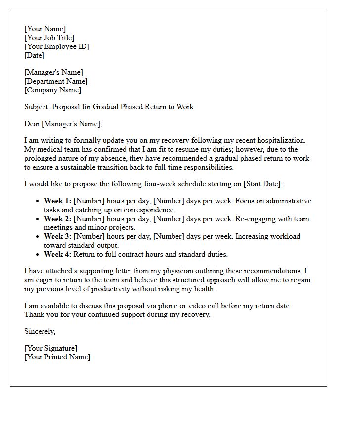Gradual Phased Return to Work Following Prolonged Hospitalization Letter
