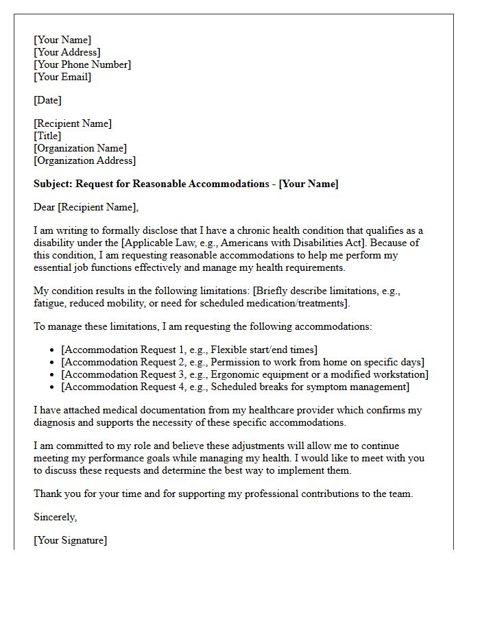 Chronic Condition Management and Accommodations Letter