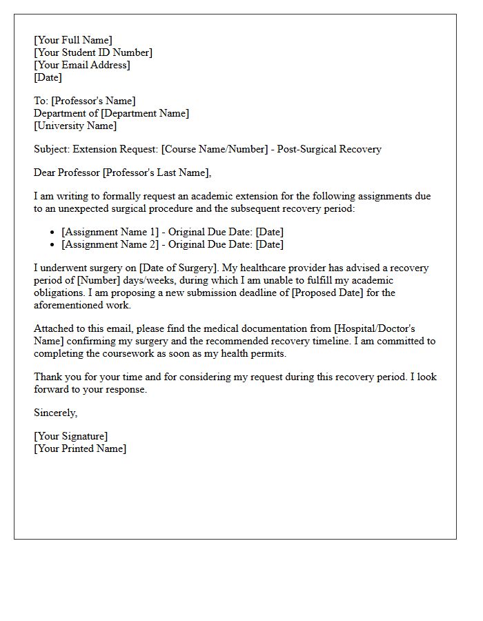Academic Extension Post-Surgical Recovery Letter