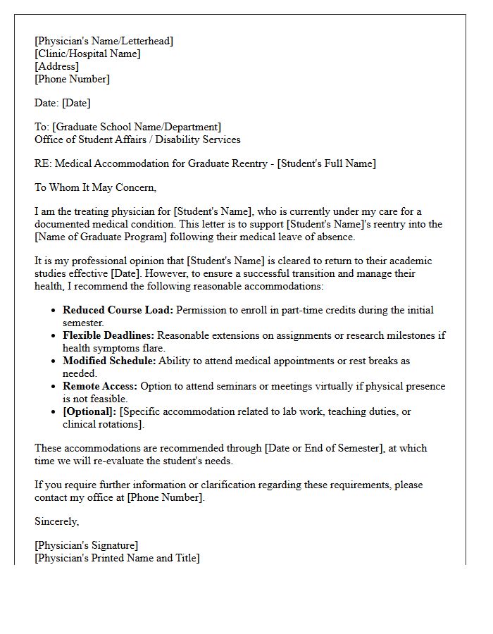 Graduated School Reentry Medical Accommodation Letter