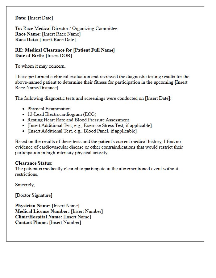 Pre-Race Diagnostic Testing And Clearance Letter