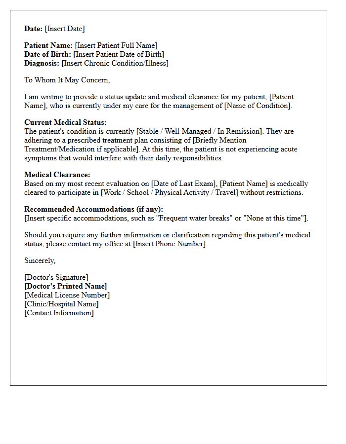 Chronic Illness Status and Clearance Letter
