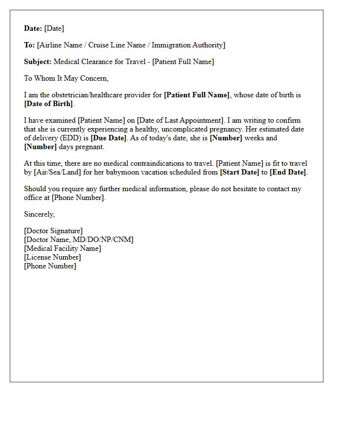 Babymoon Vacation Pregnancy Travel Medical Clearance Letter