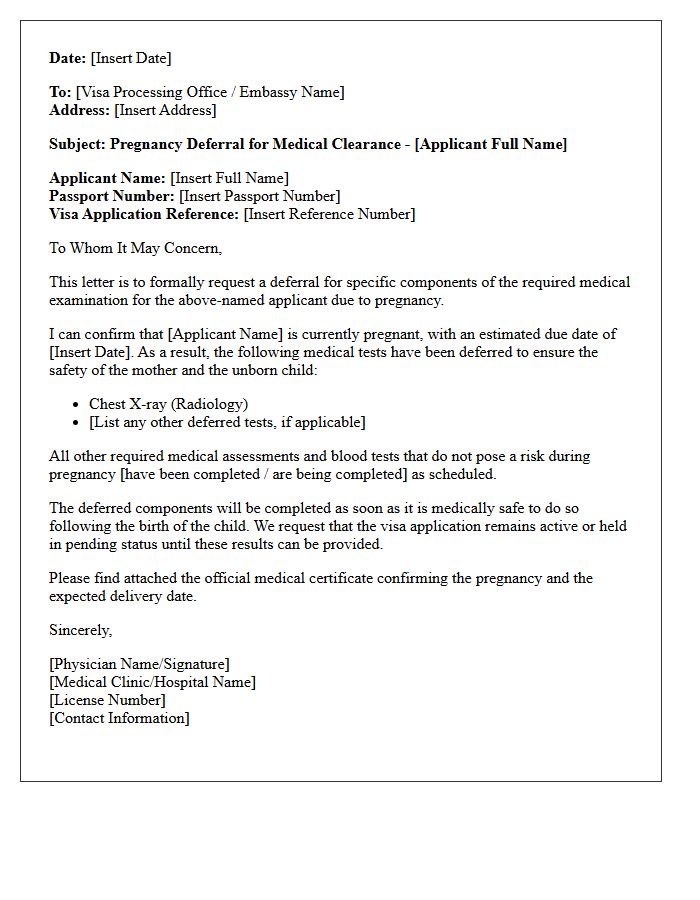 Pregnancy Deferral Visa Medical Clearance Letter