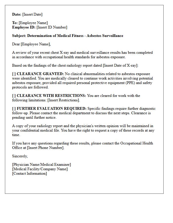 Chest Radiology Review Asbestos Clearance Letter