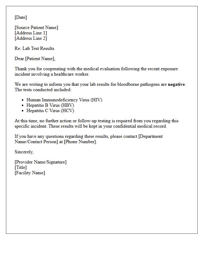 Source Patient Negative Bloodborne Pathogen Letter