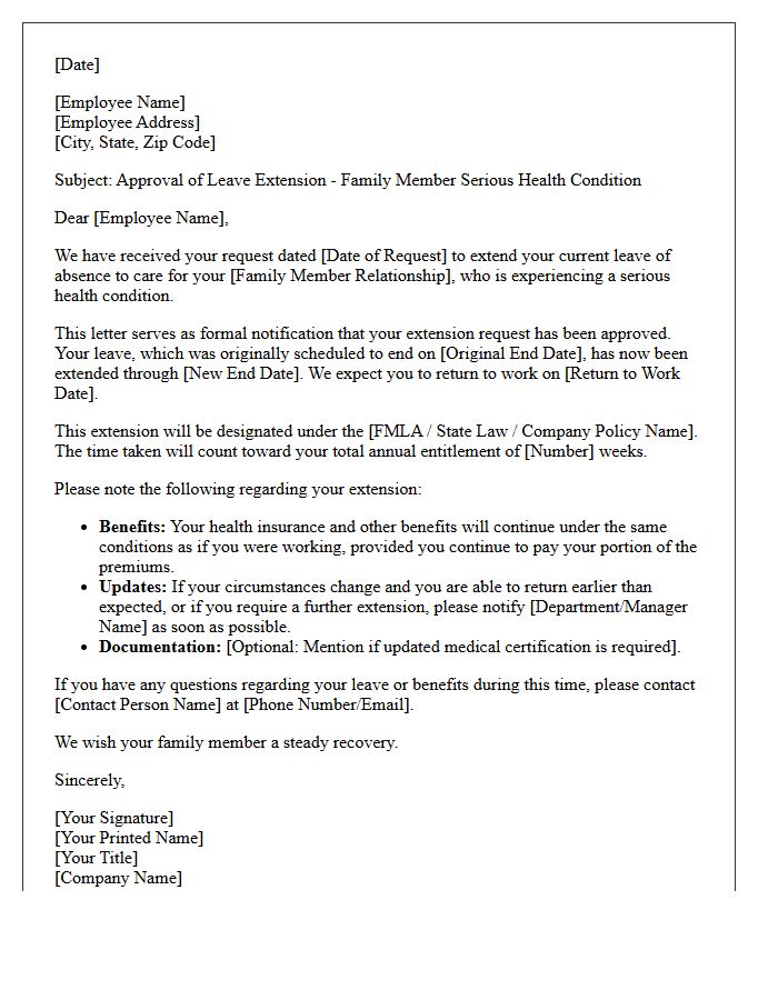 Extension Approval Letter for Family Member Serious Health Condition