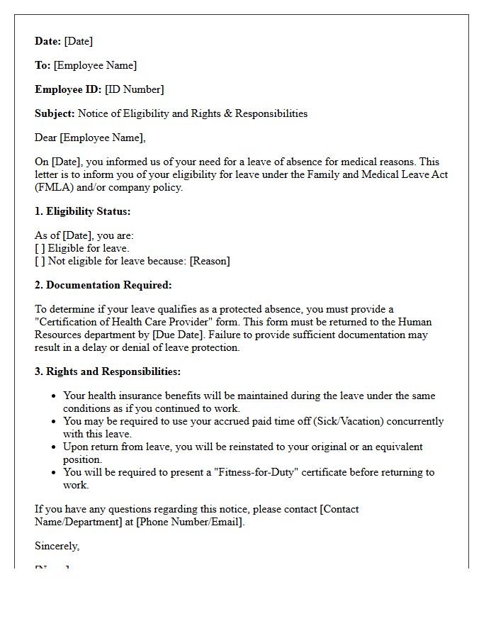 Notice of Eligibility for Medical Leave Letter