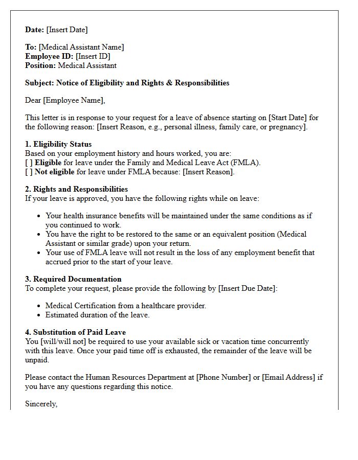 Medical Assistant Leave Eligibility and Rights Letter