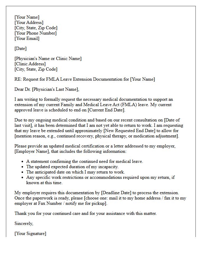 Letter Requesting FMLA Leave Extension from Clinic Physician