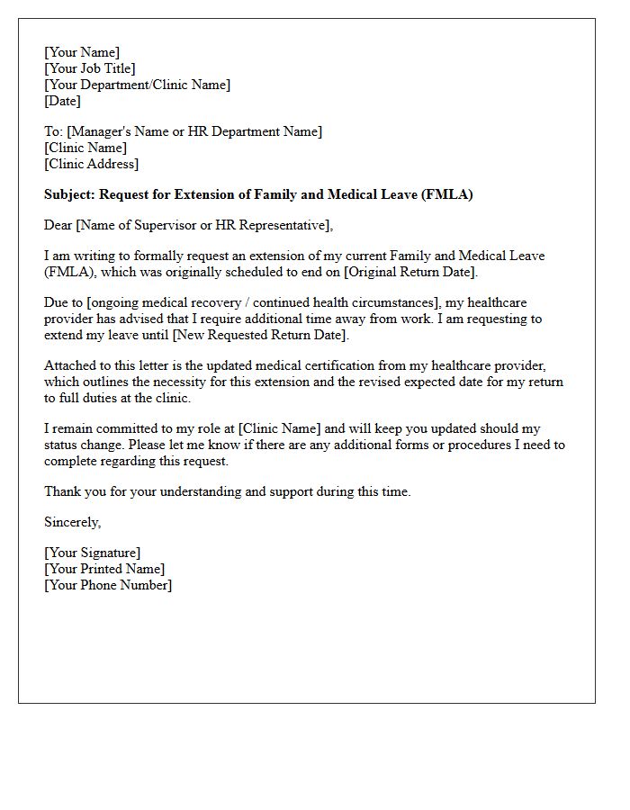 Clinic Employee Request Letter for FMLA Extension