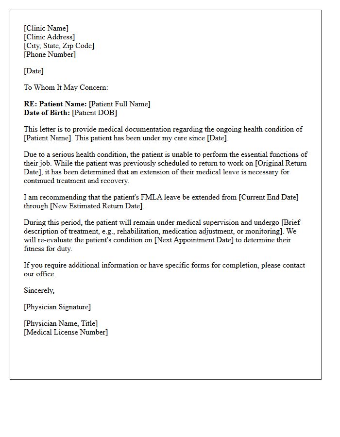 Outpatient Clinic Letter for Extended FMLA Medical Leave