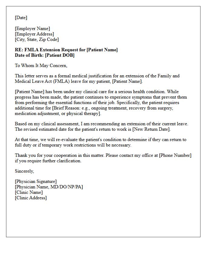 Primary Care Clinic Letter Justifying FMLA Extension
