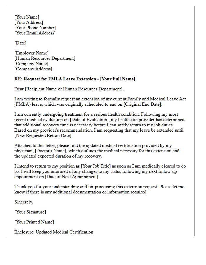 Medical Request Letter for FMLA Extension Following Treatment