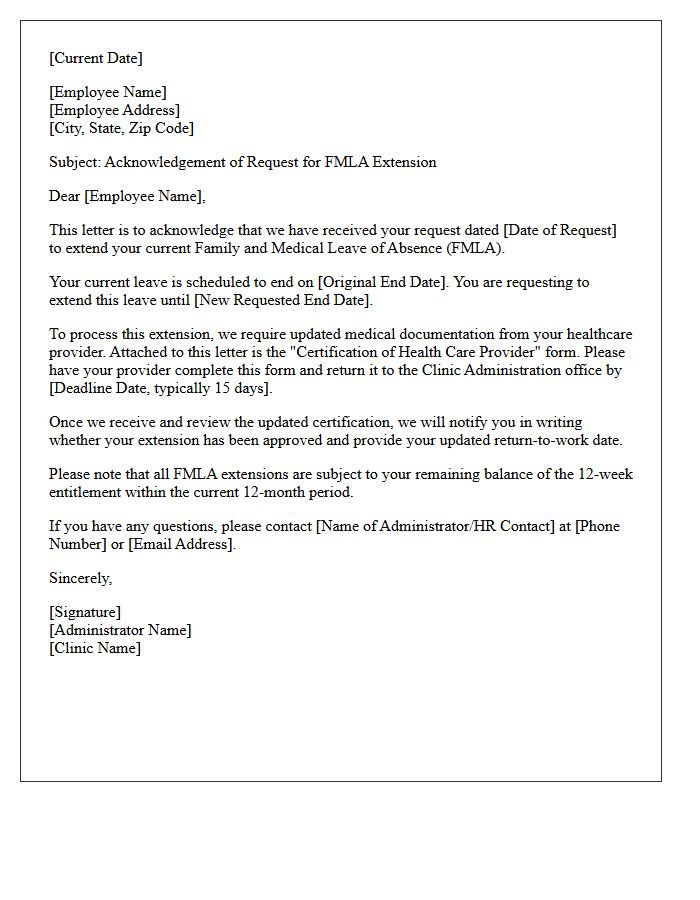 Clinic Administrator Letter Acknowledging FMLA Extension Request