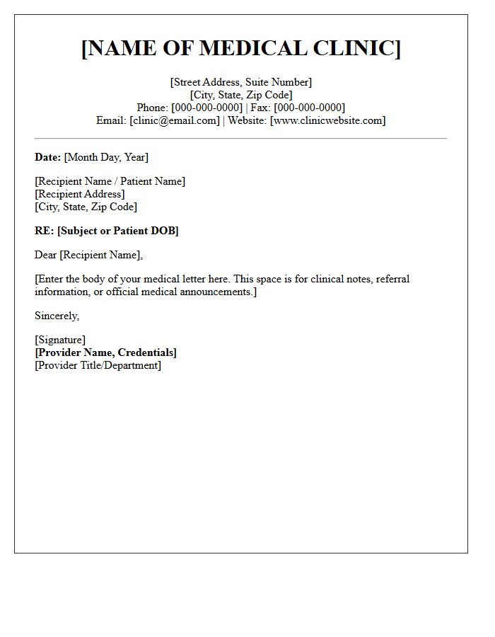 Medical Clinic Official Letterhead And Date
