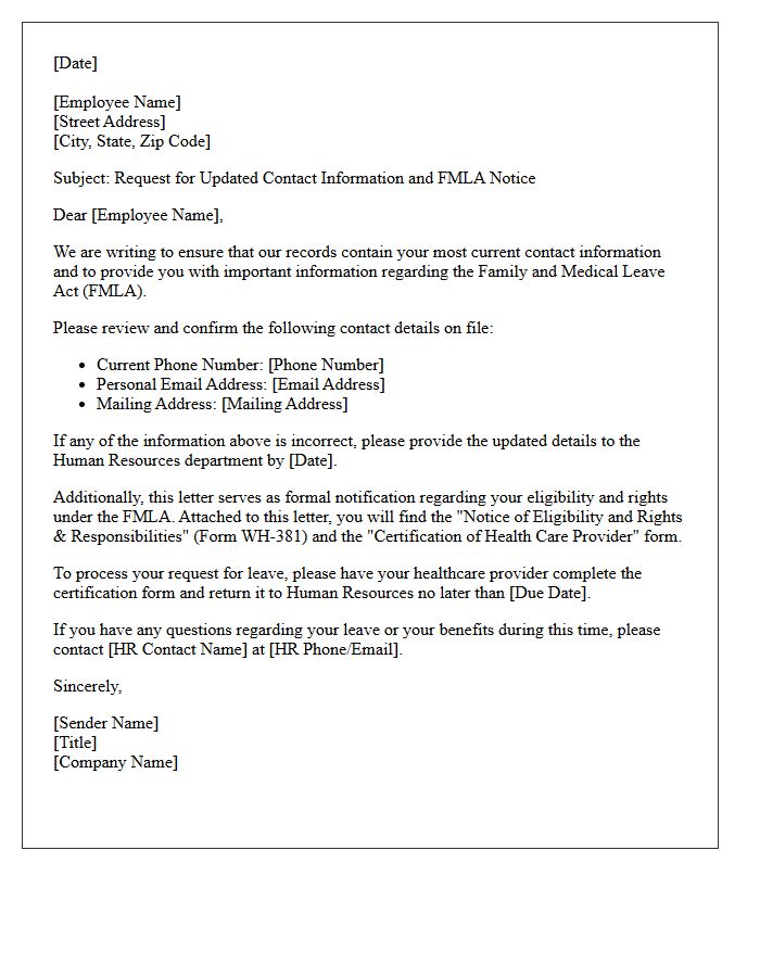 Employee Contact Information And FMLA Letter Salutation