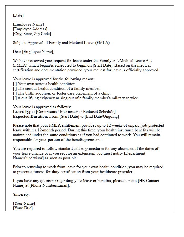Original FMLA Leave Approval Letter Reference