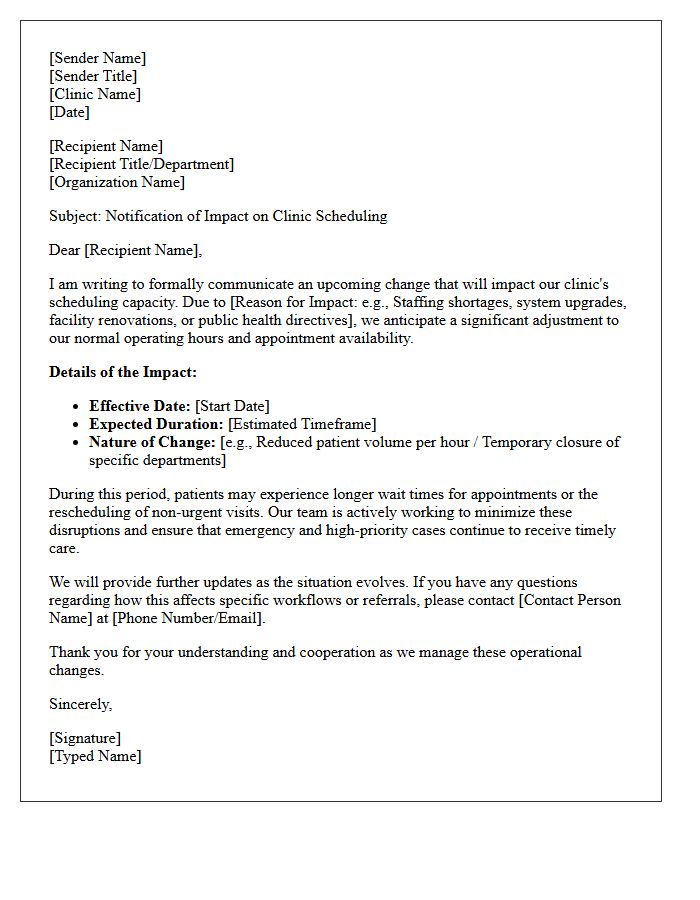 Impact On Clinic Scheduling Letter Context