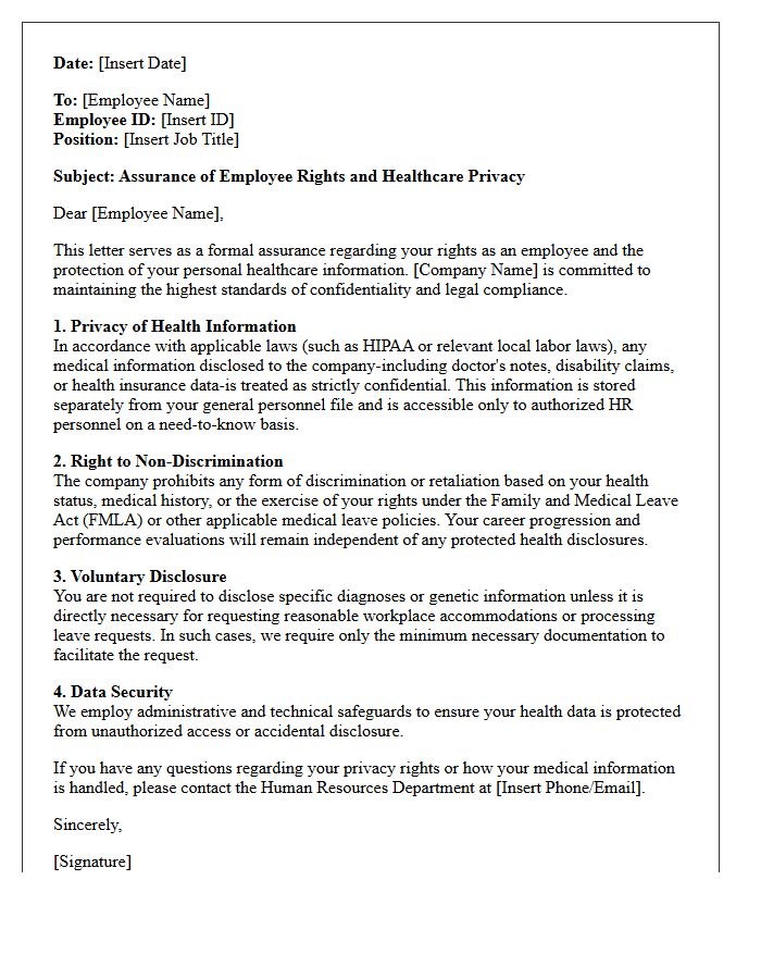 Employee Rights And Healthcare Privacy Letter Assurance