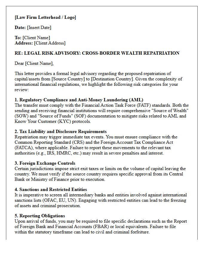Cross-Border Wealth Repatriation Legal Risk Advisory Letter