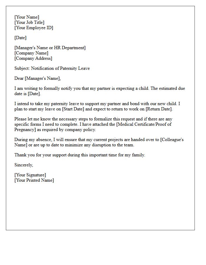 Expectant Partner Paternity Leave Support Letter