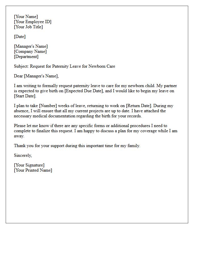 Newborn Care Medical Paternity Leave Letter