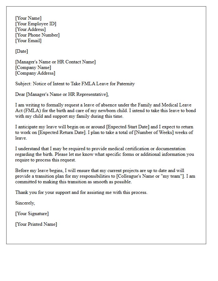 Family Medical Leave Act Paternity Letter