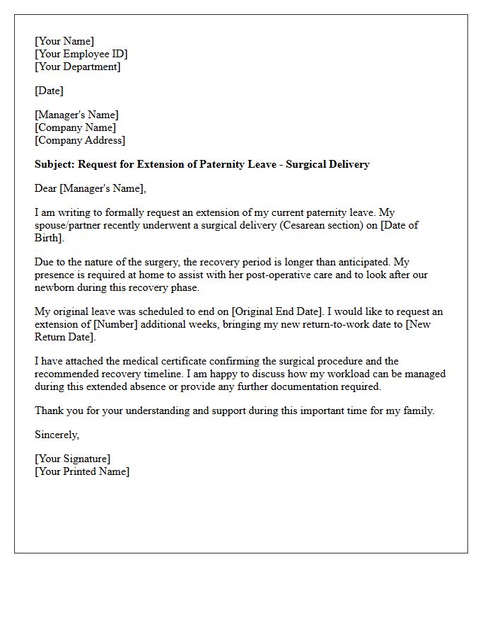 Surgical Delivery Paternity Leave Extension Letter