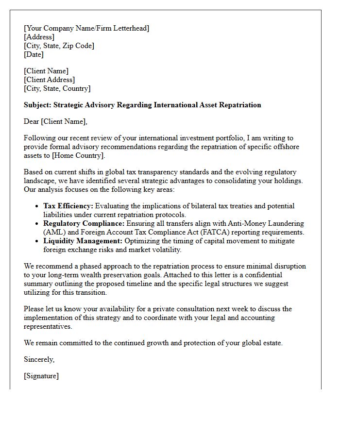High-Net-Worth Individual Asset Repatriation Advisory Letter