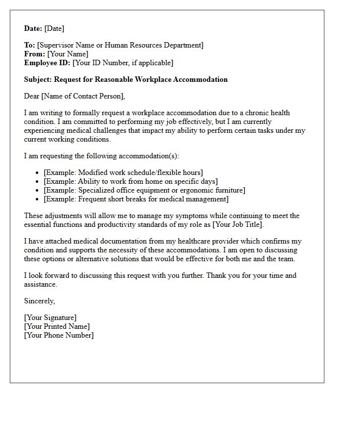 Employee Chronic Health Condition Workplace Accommodation Letter