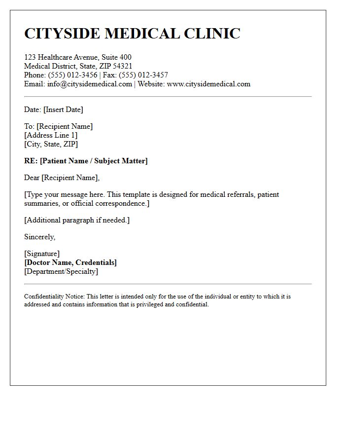 Medical Clinic Letterhead and Contact Information