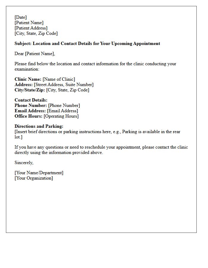 Location and Contact Details of the Examining Clinic