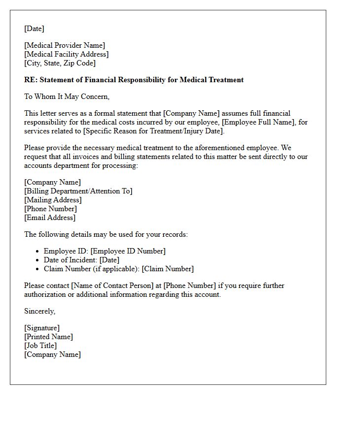 Statement of Employer Responsibility for Medical Costs