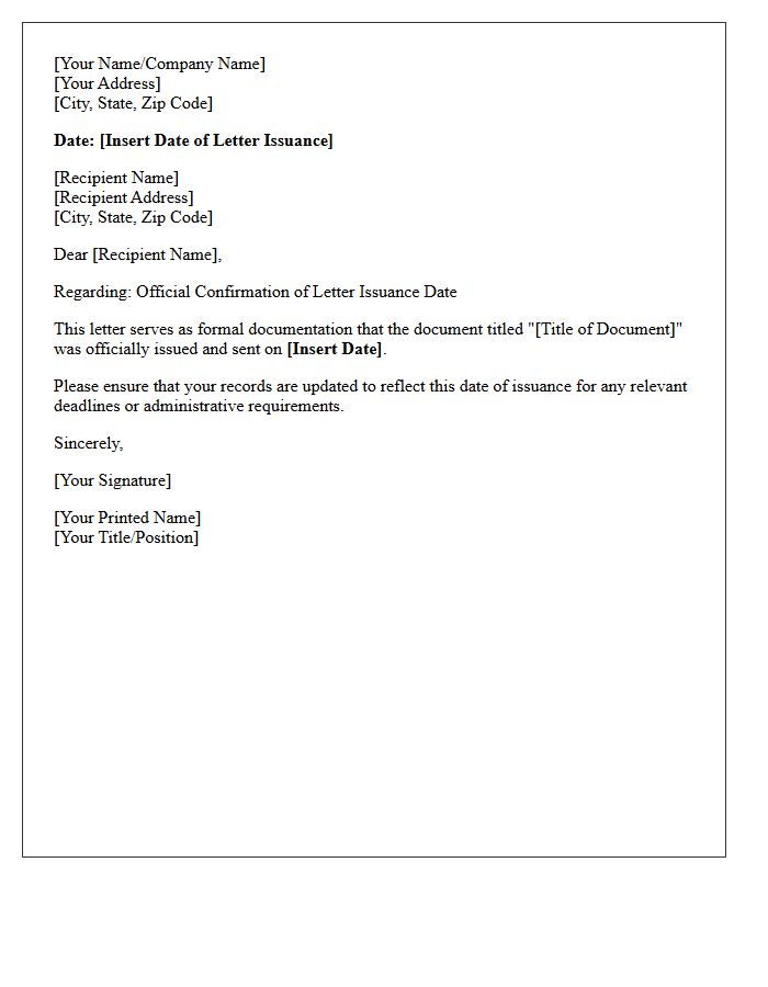 Date of Letter Issuance