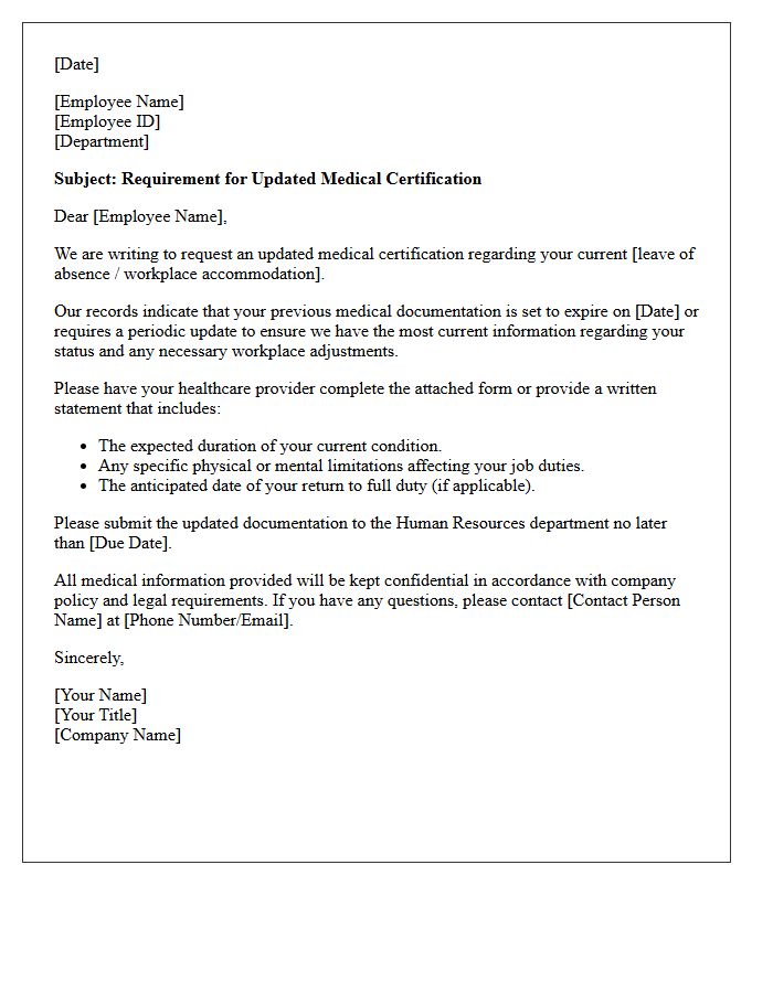 Requirement for Updated Medical Certification