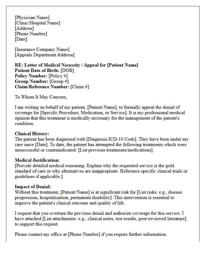 Claim Appeal Medical Support Letter