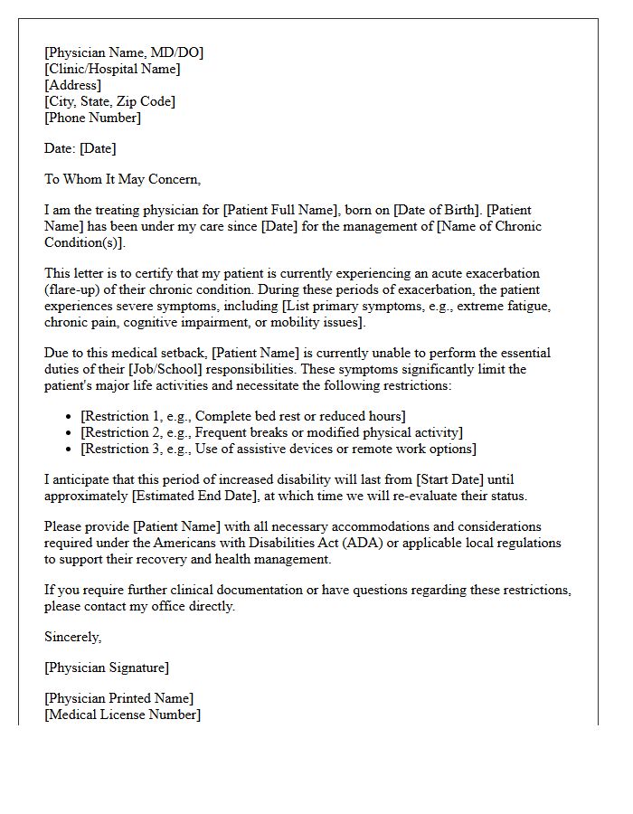 Chronic Illness Exacerbation Disability Letter