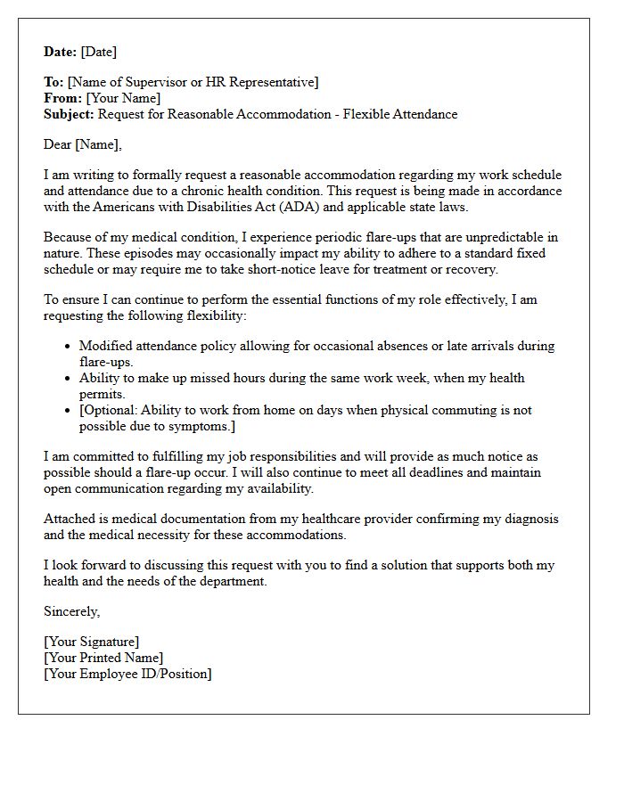 Chronic Illness Flexible Attendance Disability Accommodation Letter